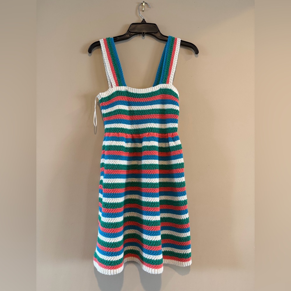 ZARA Crochet Knit Mini Dress – Colorful Striped – Size M (Like New)